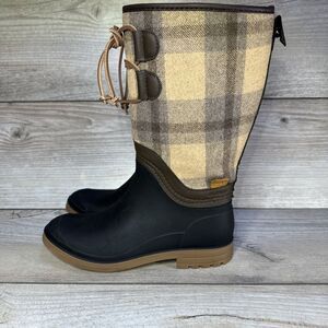Kamik Alpine Women's 6 Brown Flannel Rain boots Warm Lined Waterproof Super Cute